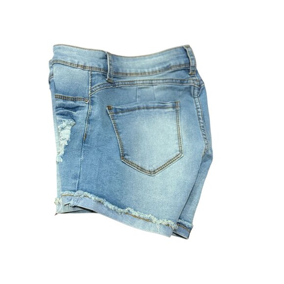 NEW RAW Size 5 Distressed Light Blue Denim Jean Shorts Vintage Charm Artful Rips - Picture 3 of 8